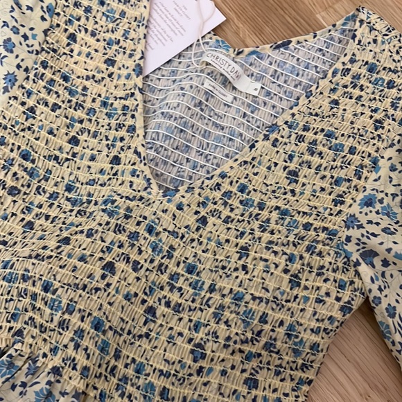 NWT Christy Dawn Basil Dress in Larkspur Ditsy Field Silk-Cotton